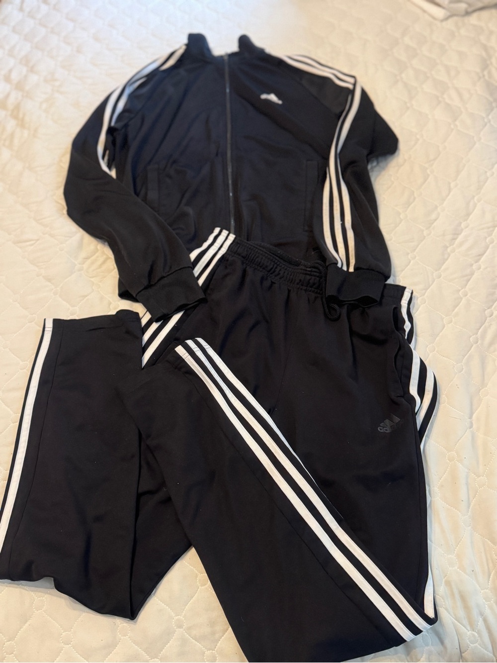 Adidas Women’s Black Track Pants with White Three-Stripes